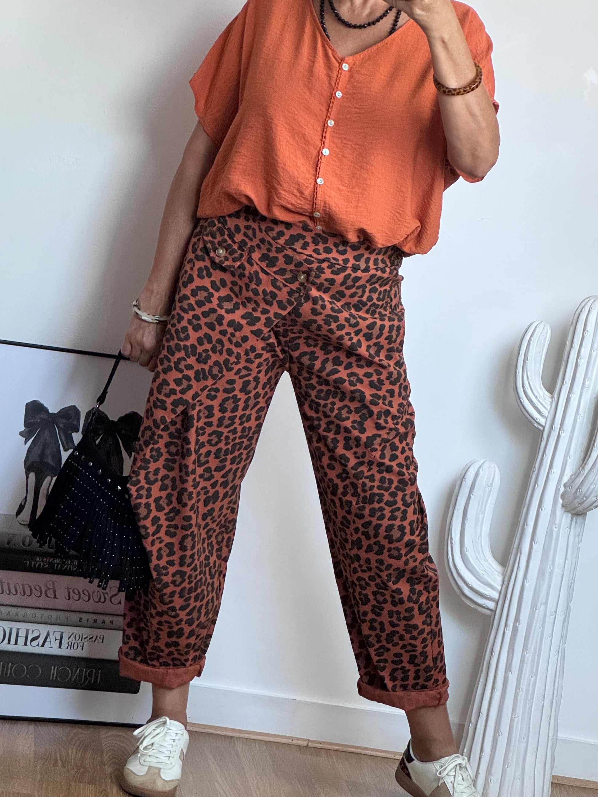 Pantalon confort Léo terracotta TU 38/46