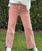 Jean Wide leg bridé rose poudré
