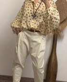 Blouse fluide jaune pois marrons