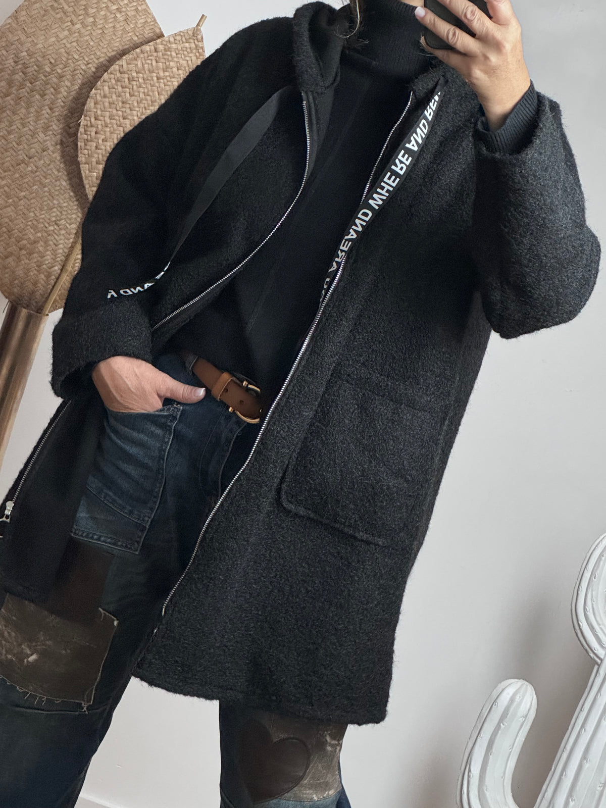 Manteau moumoute noir