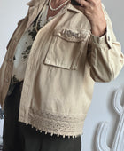 Veste jeans beige dentelle