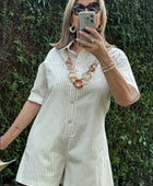 Combishort rayée beige