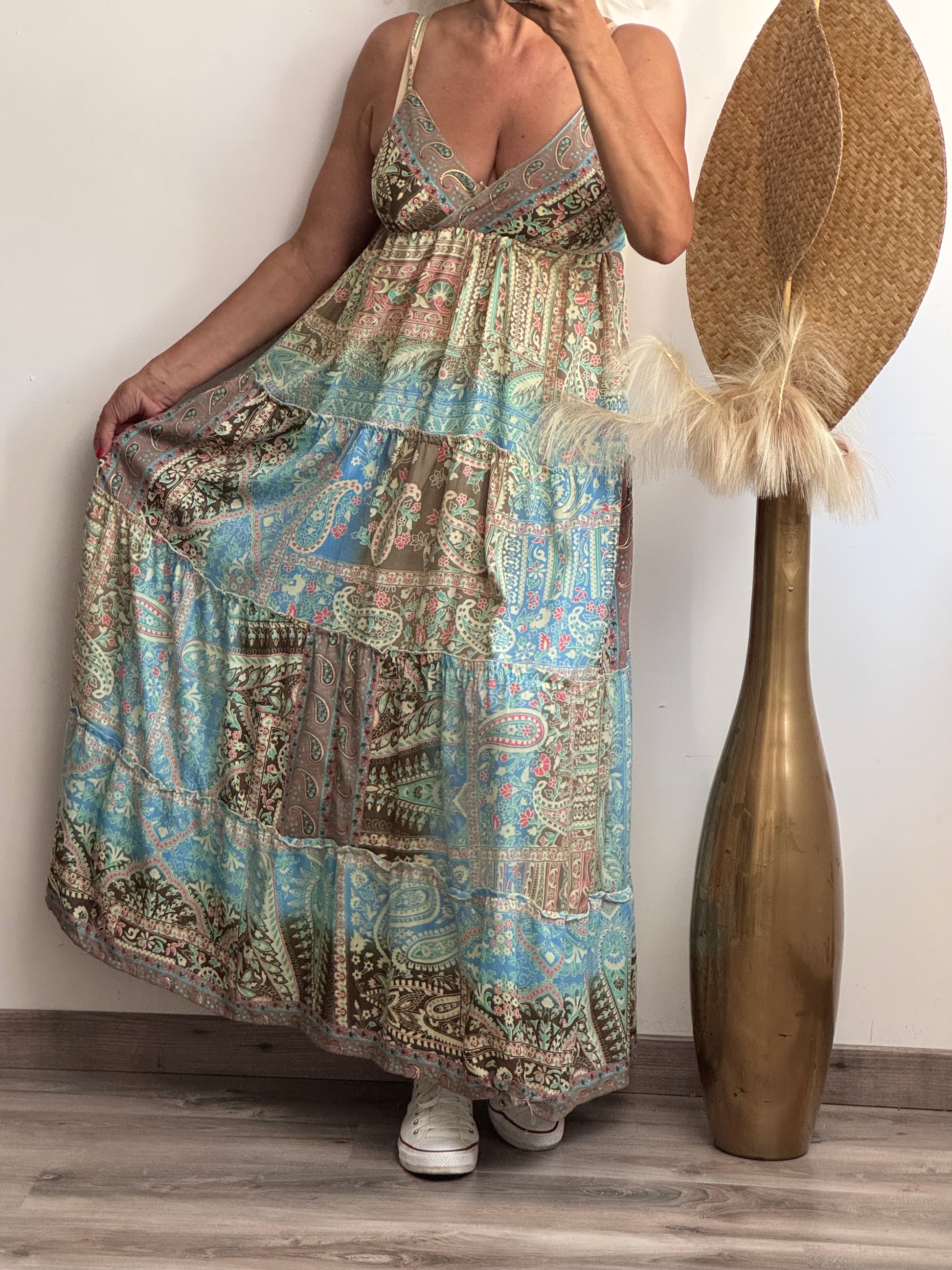 Robe en soie à bretelles