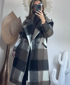 Manteau carreaux taupe