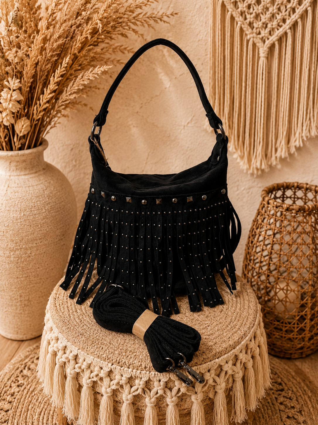 Sac boule bohème noir