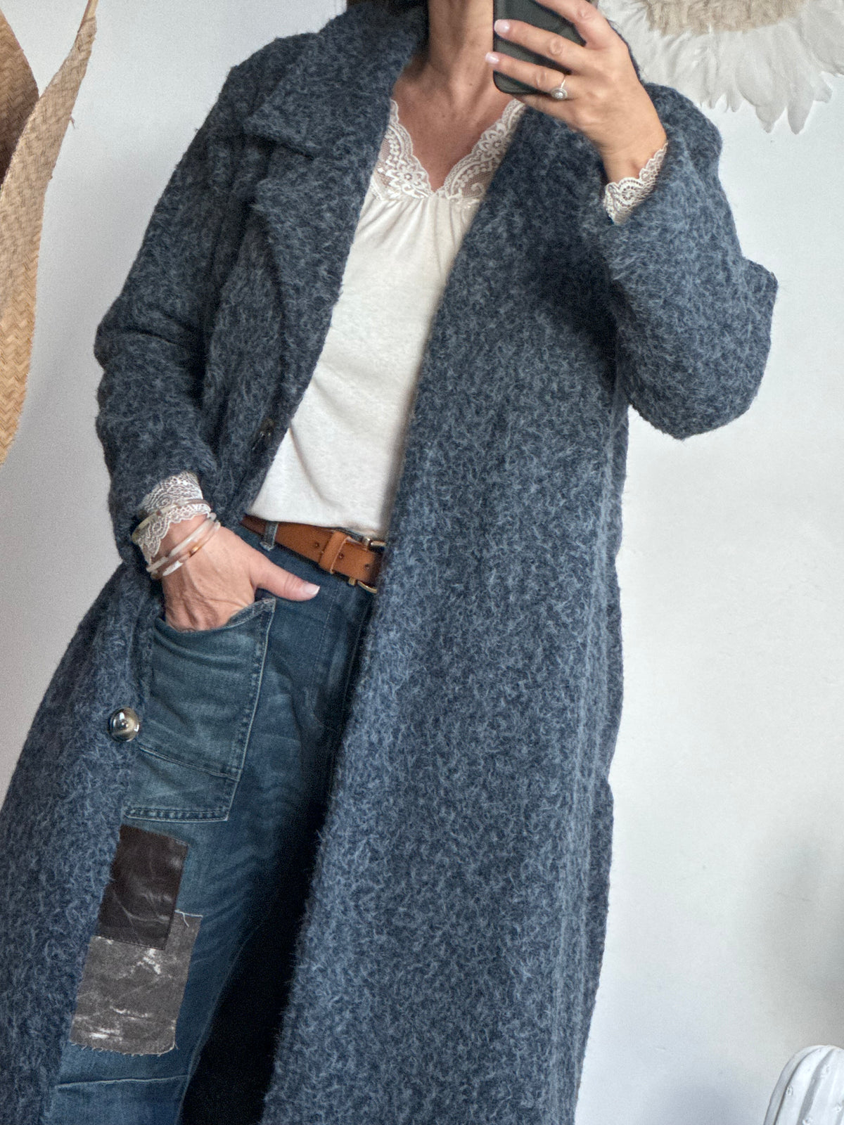 Manteau moumoute bleu