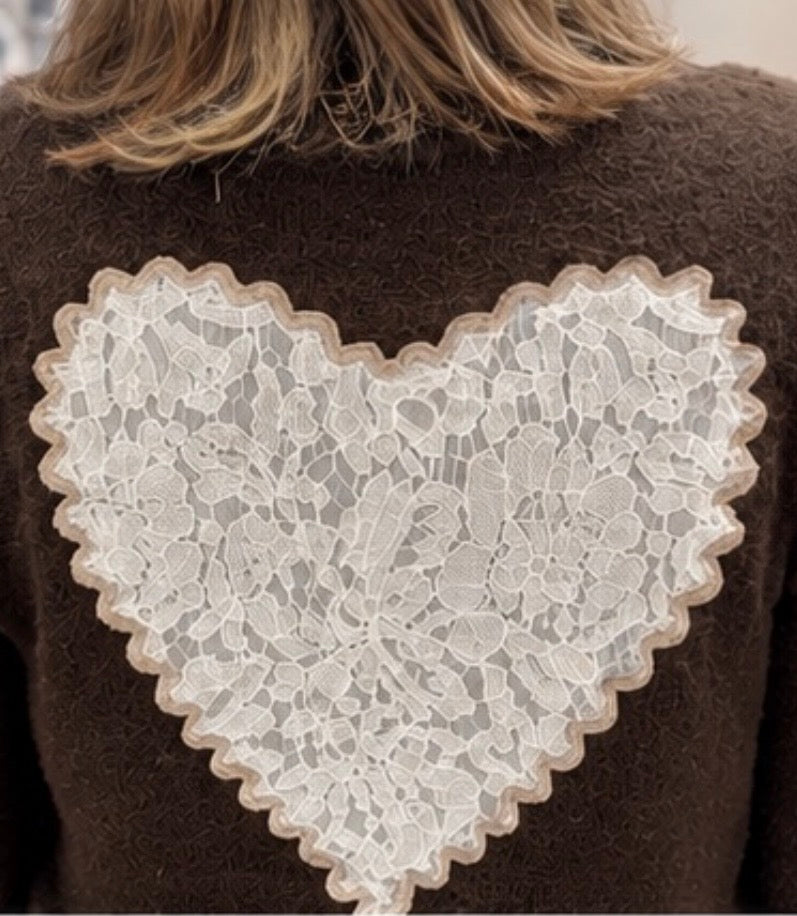 Pull cœur marron