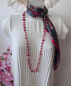 Collier perles roses/ fuchsia
