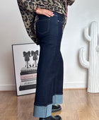 Jean revers wide leg bleu brut