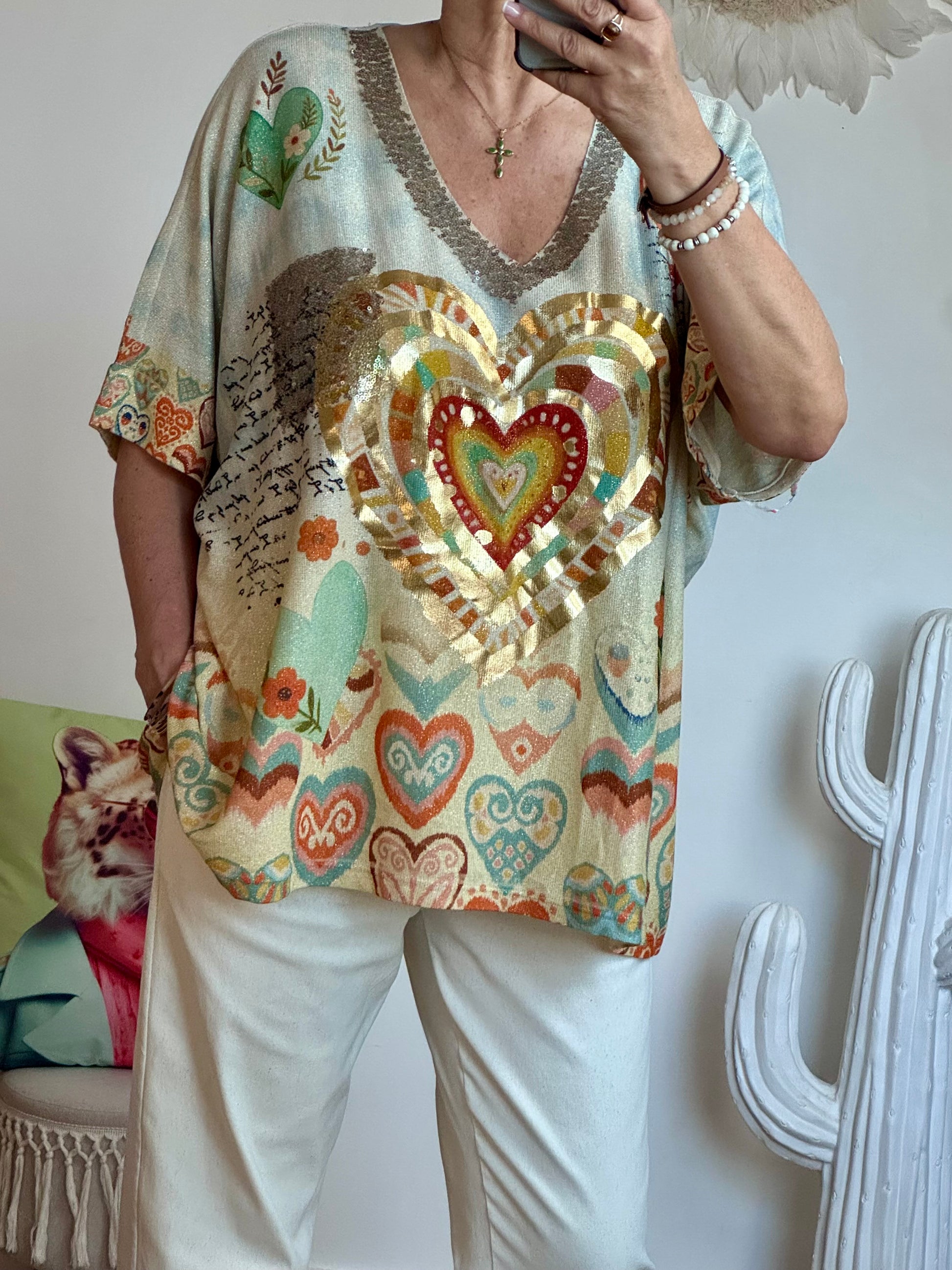 Haut oversize cœurs