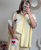 Chemise oversize rayée jaune