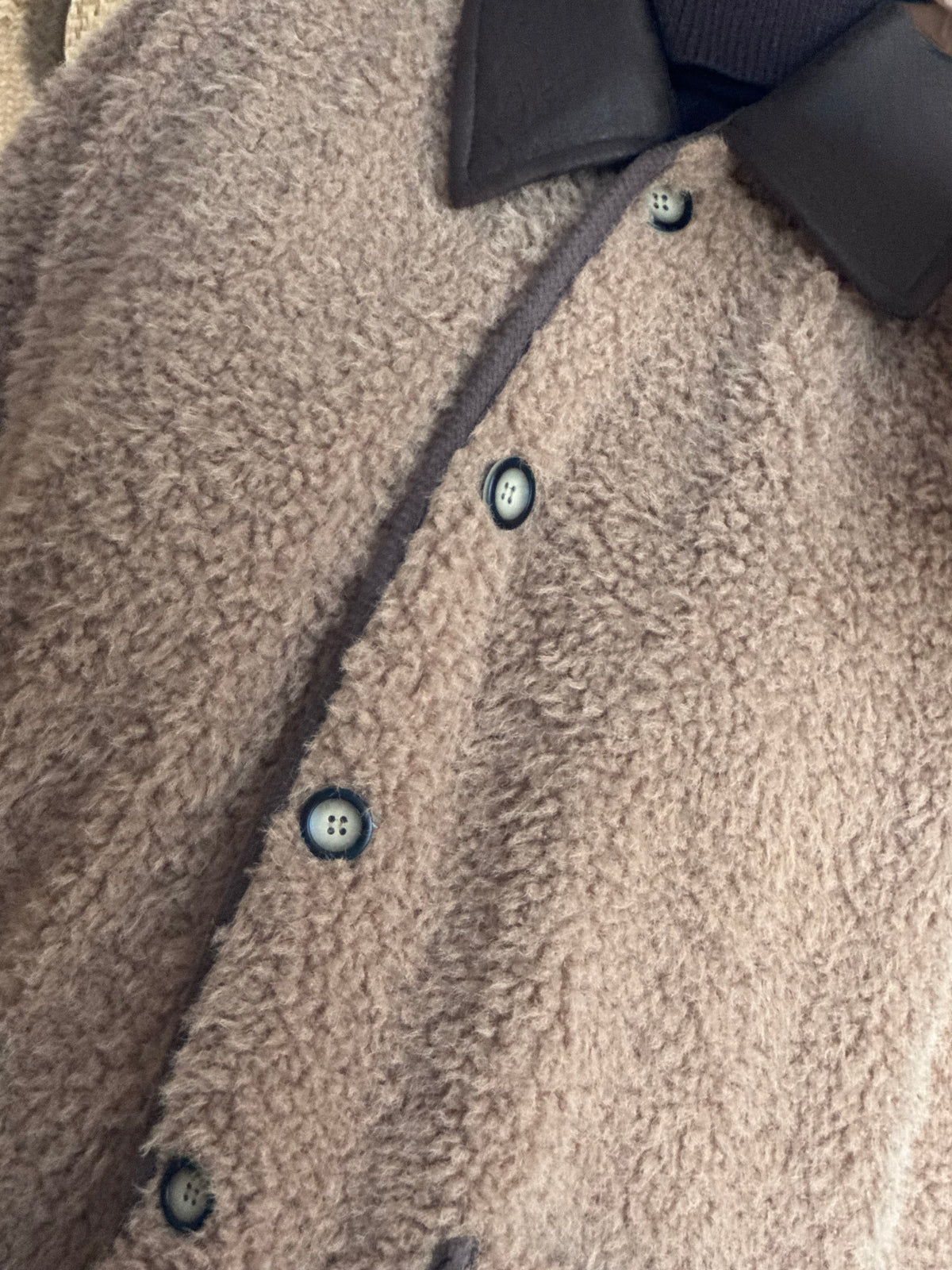 Veste moumoute camel bi matière