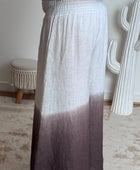 Pantalon palazzo Lin blanc et marron