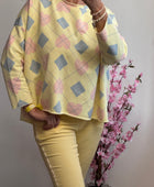 Sweat-shirt jacquard et cœur jaune