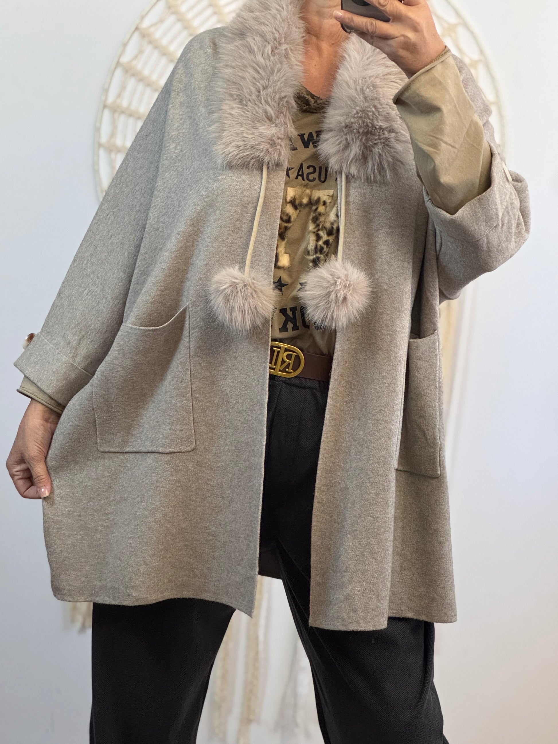 Veste longue taupe TU 42/50