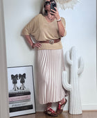 Jupe plissée beige dorée
