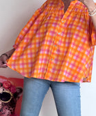 Chemise vichy orange et rose