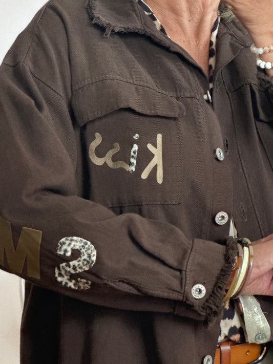 Veste jeans marron vintage