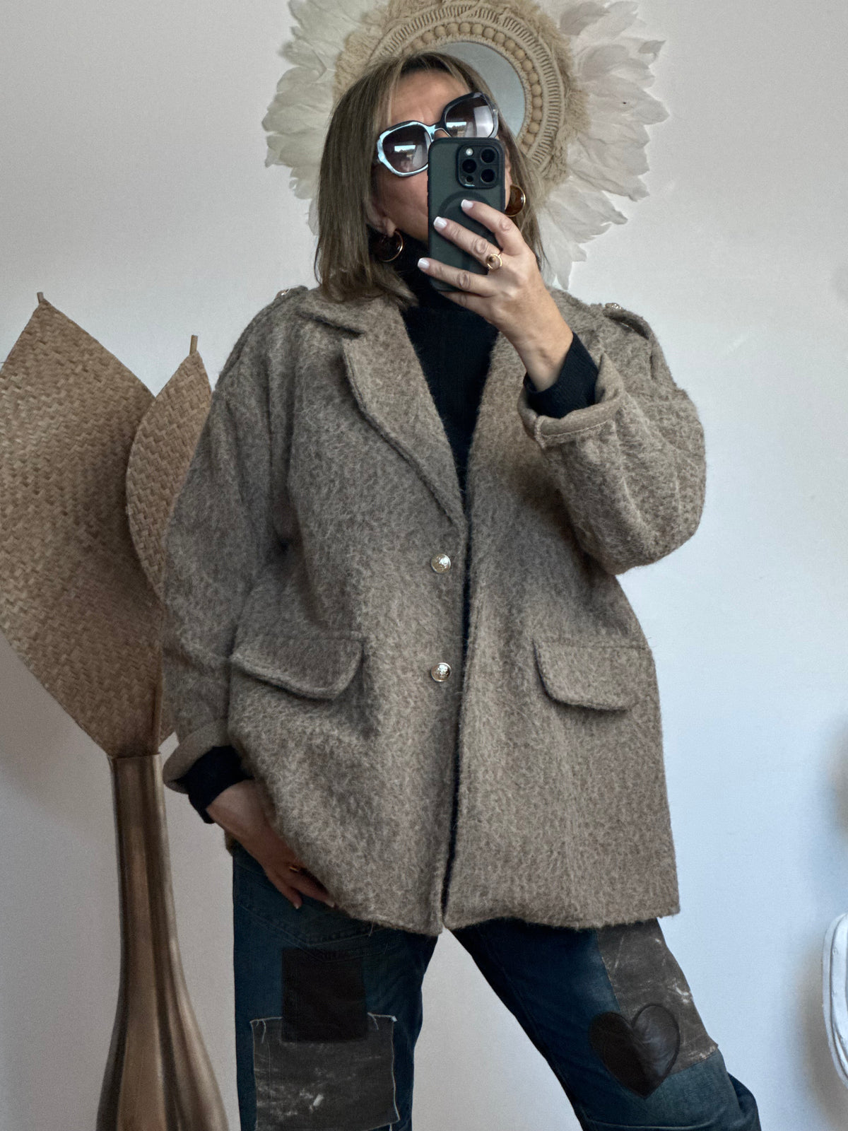 Veste moumoute taupe