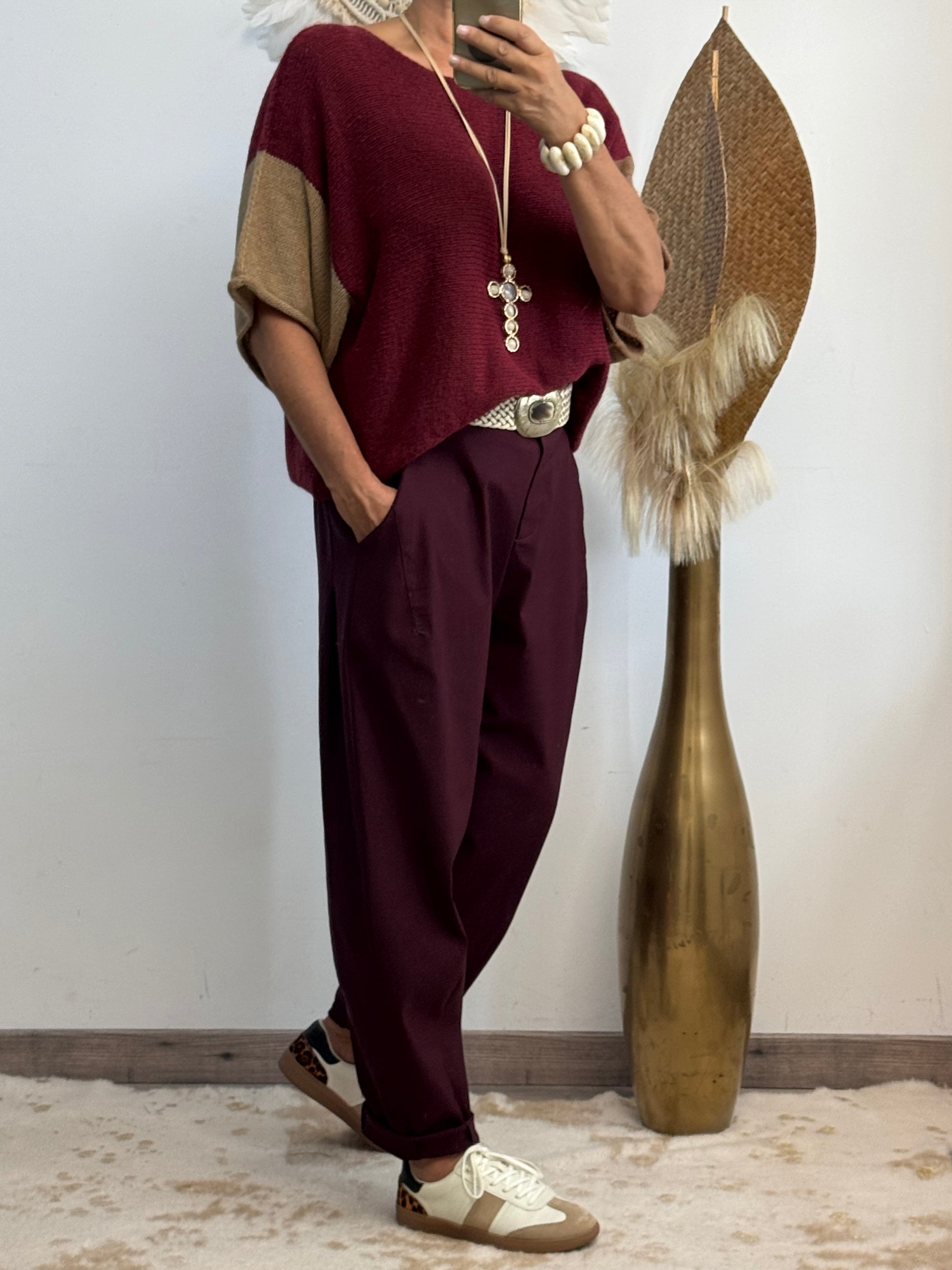 Pantalon César bordeaux