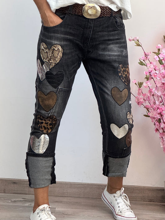 Jeans noir cœur 🤎 taillé