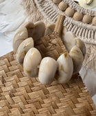 Bracelet élastiqué beige marbré