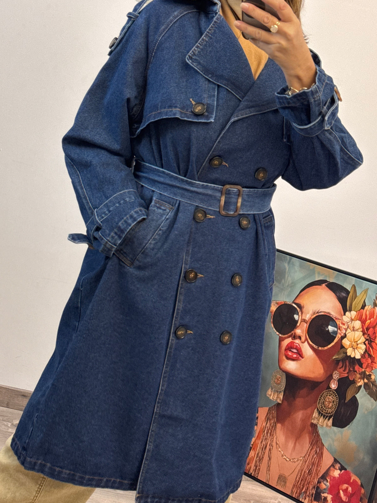 Trench jeans bleu brut
