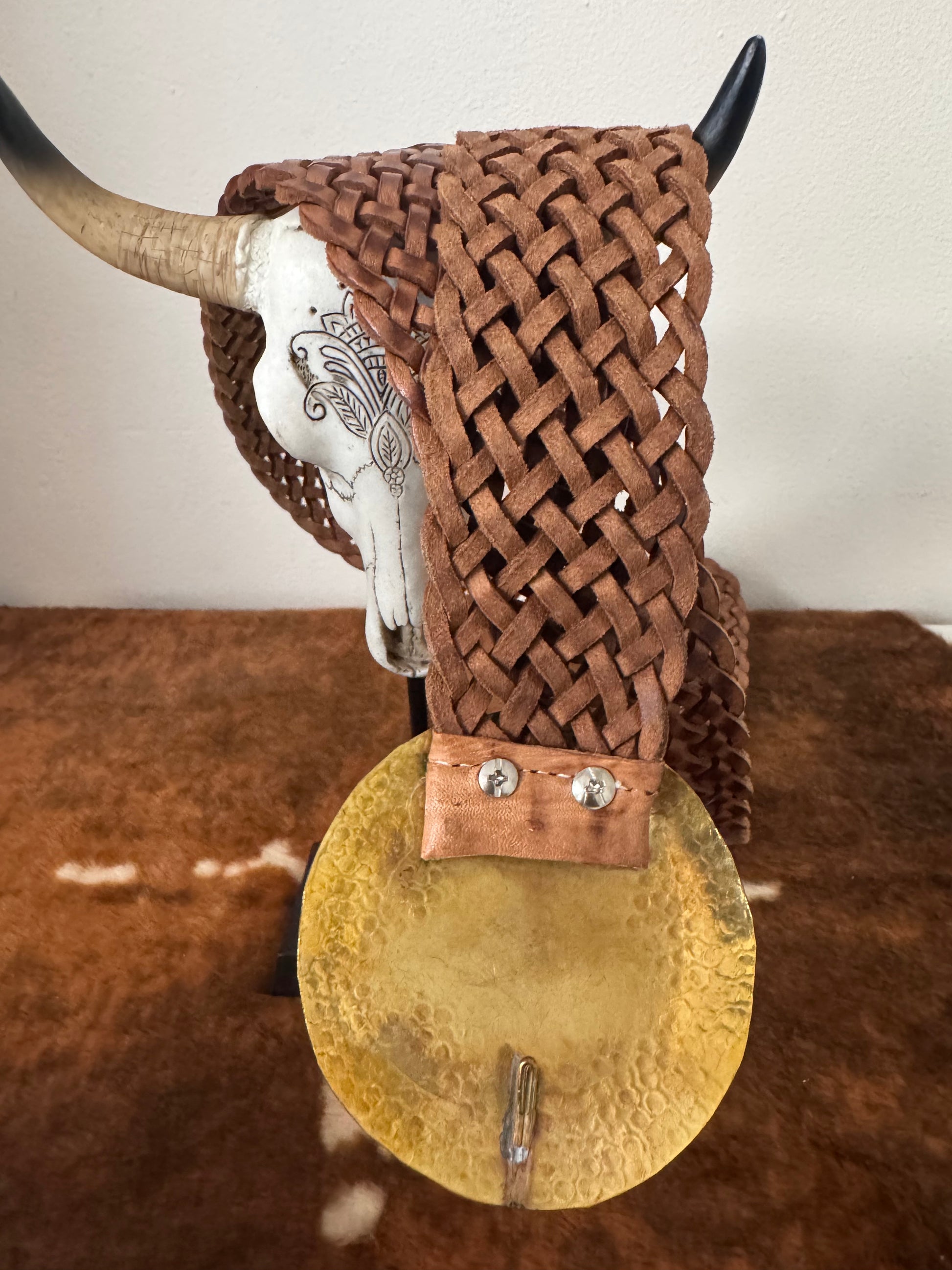 Ceinture bohème cuir véritable camel