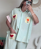 Chemise oversize rayée vert