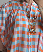 Blouse vichy orange /bleu