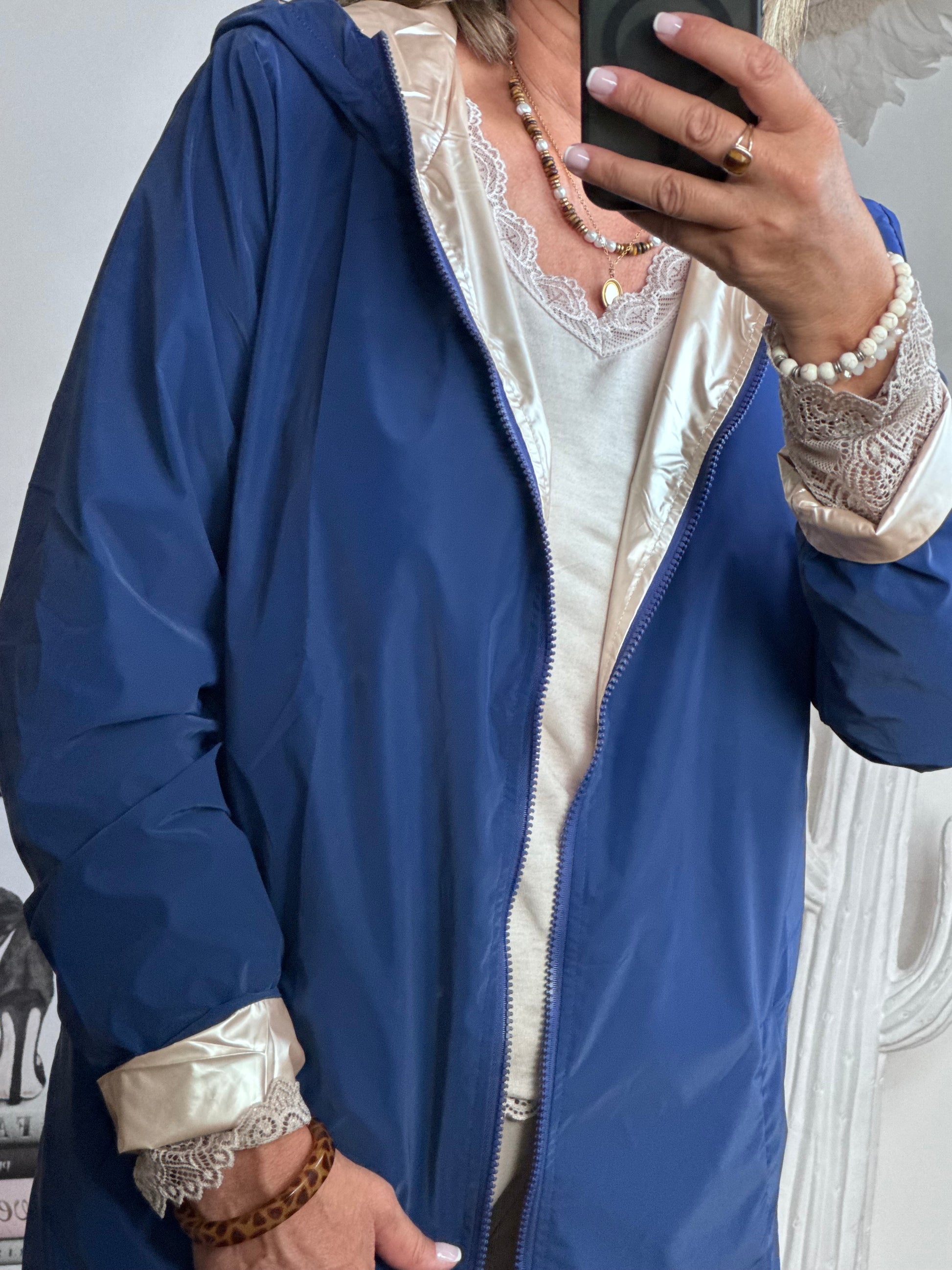 Veste coupe vent réversible marine /dorée