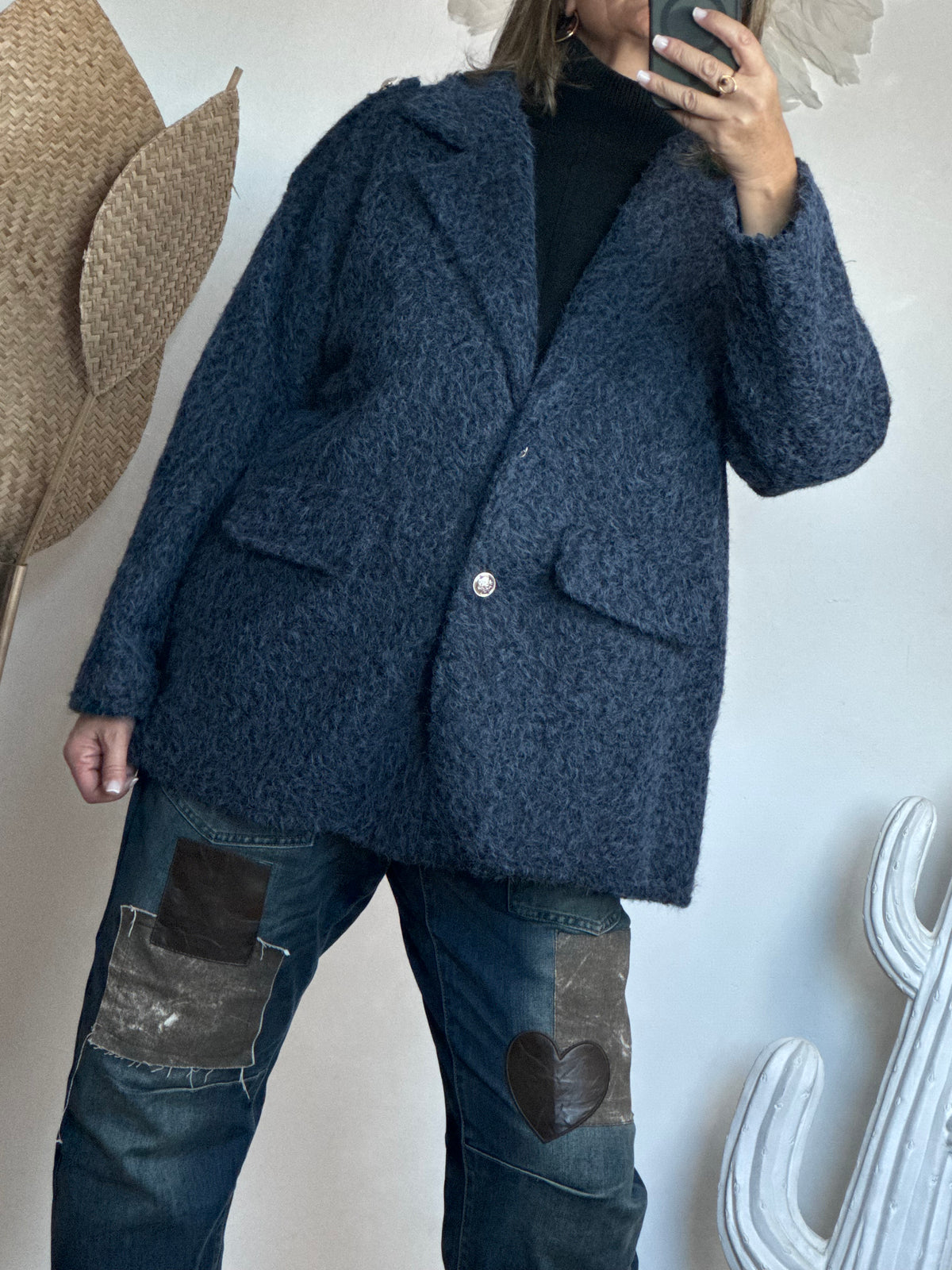 Veste moumoute bleue