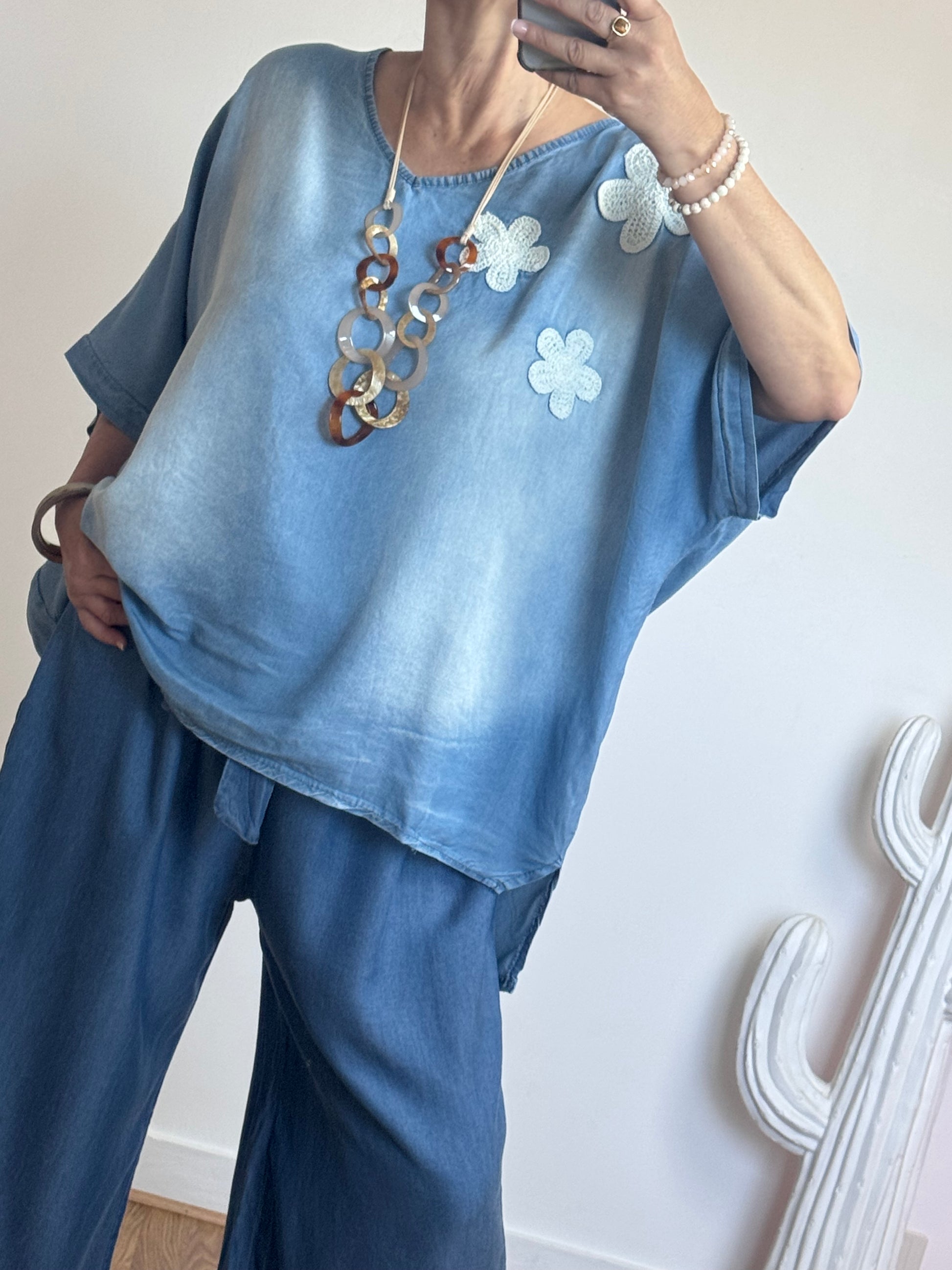 Blouse bohème fleurs brisées TU 46/52