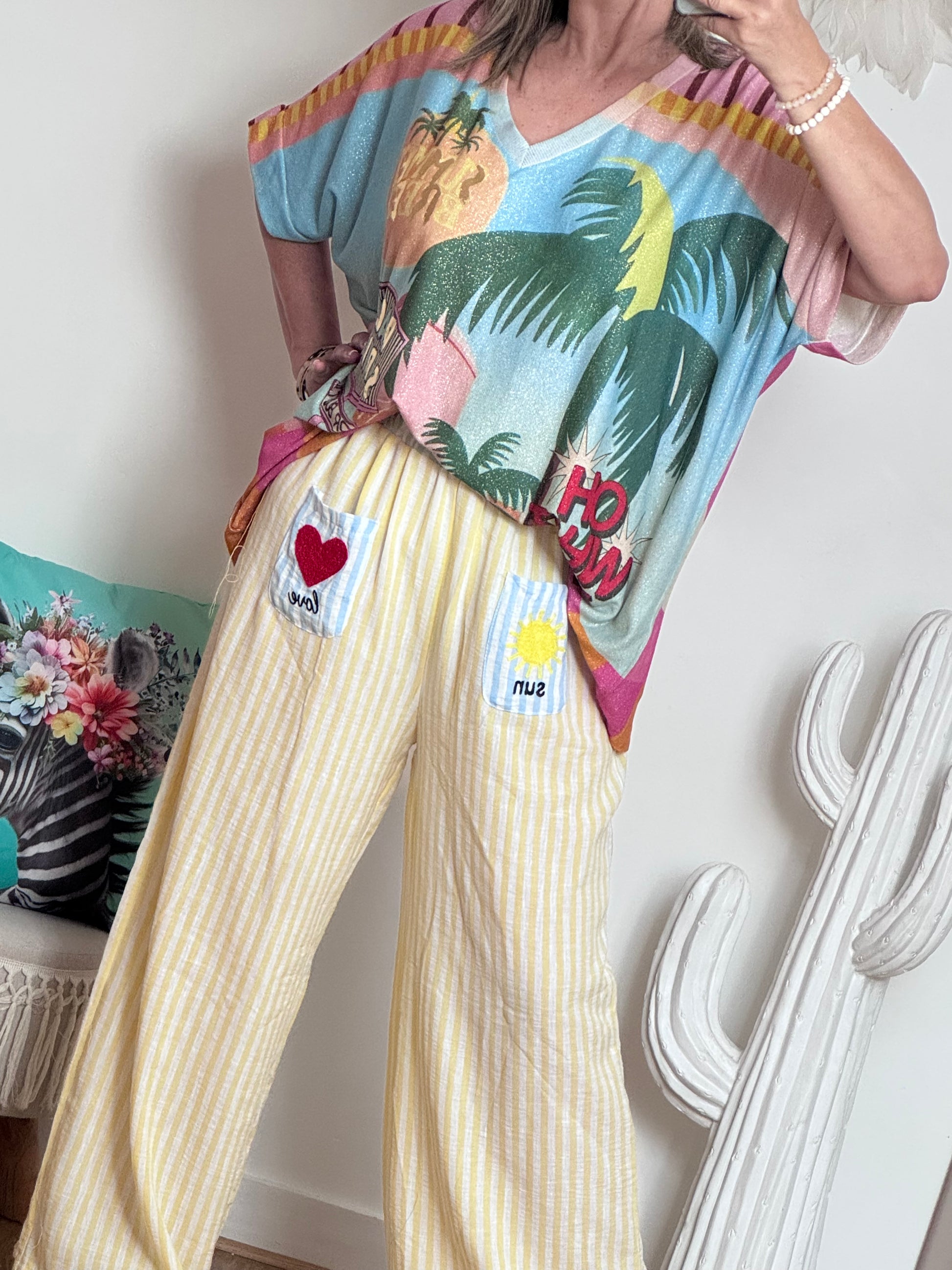Pantalon rayures jaune