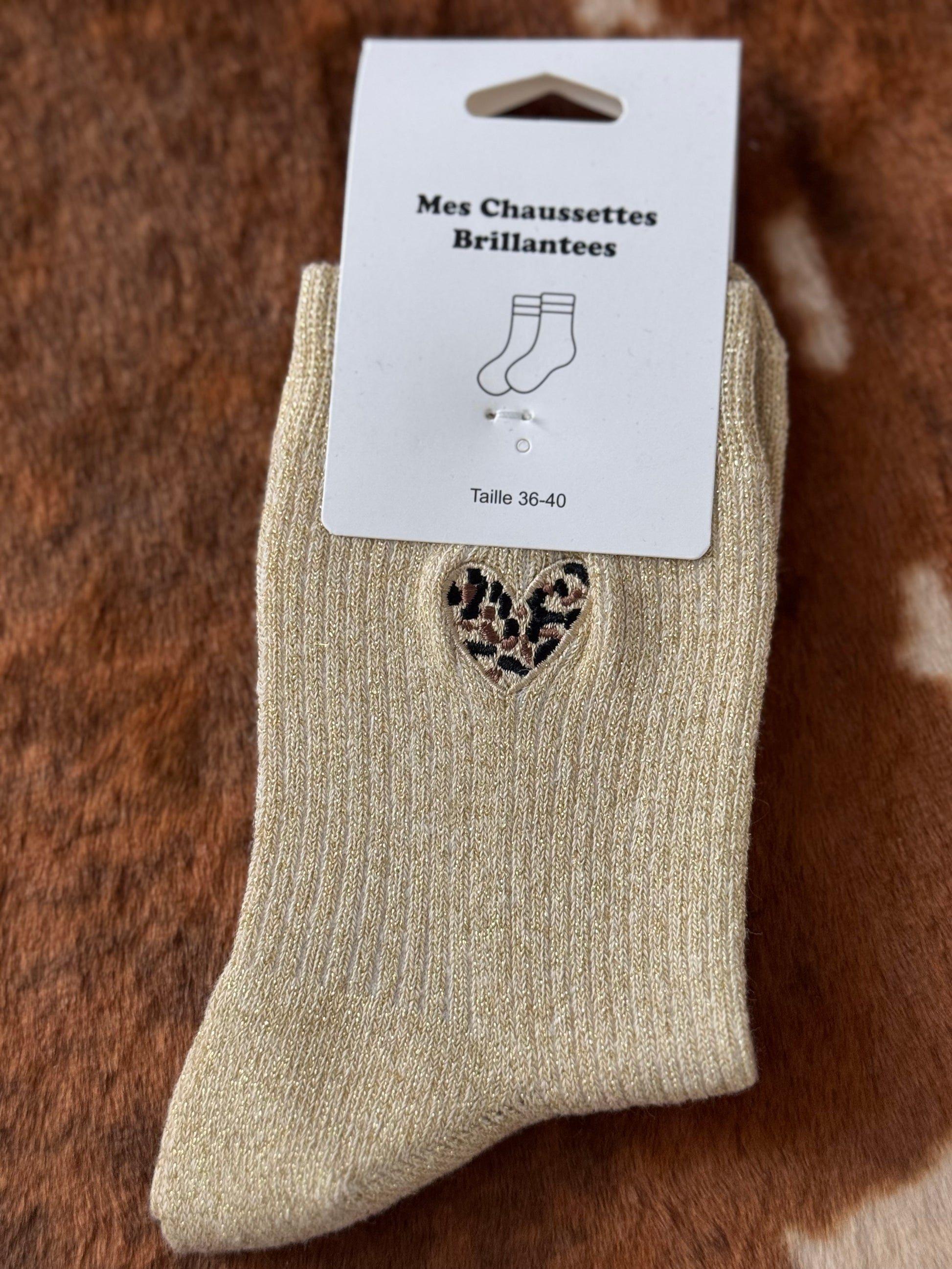 Chaussettes cœur brillantes 36/40