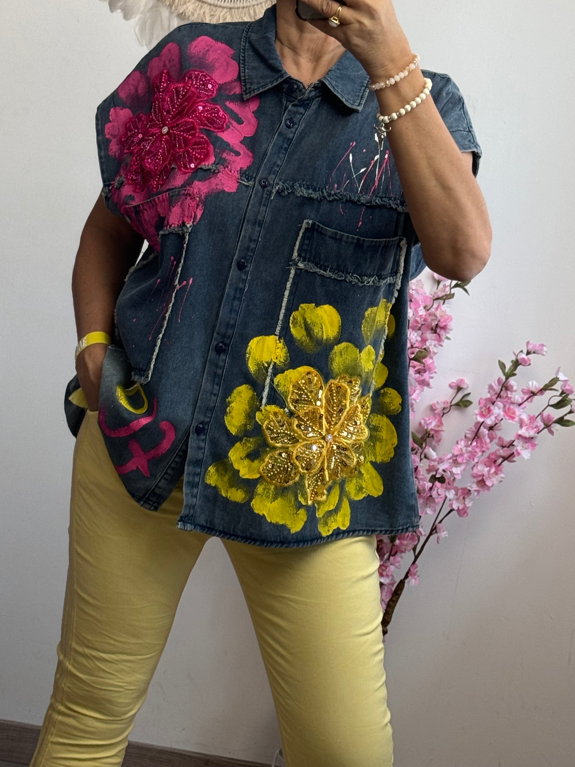 Chemise jeans Flowers