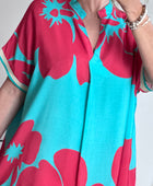 Robe florale turquoise /rouge TU 40/48