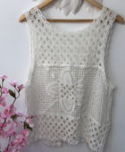 Top gilet crochet crème