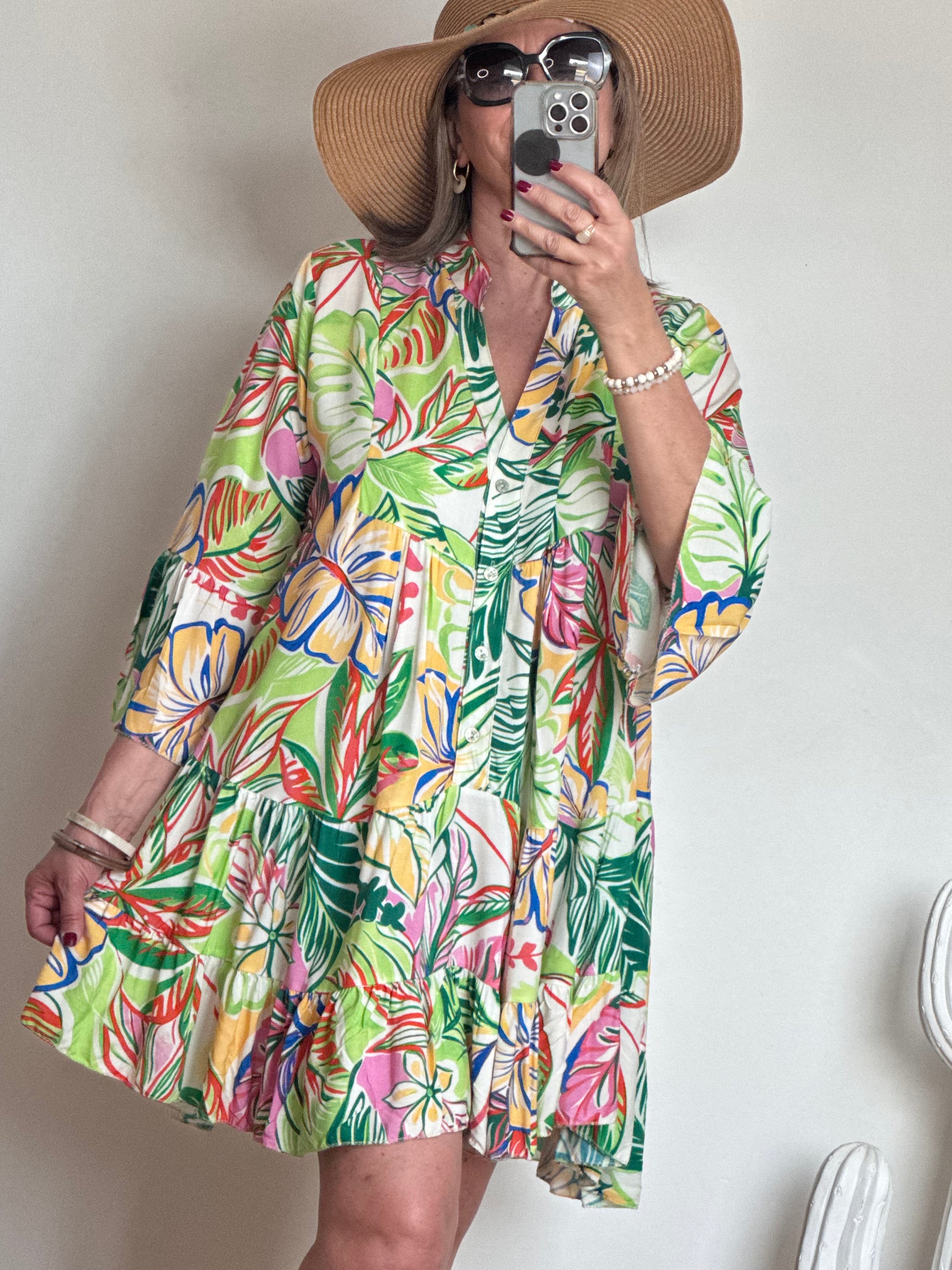 Robe floral vert