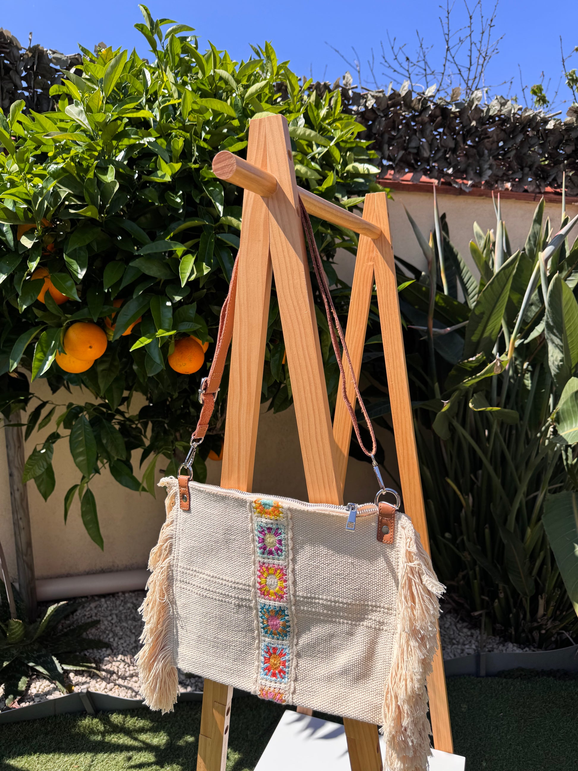 Sac bohème crochet crème