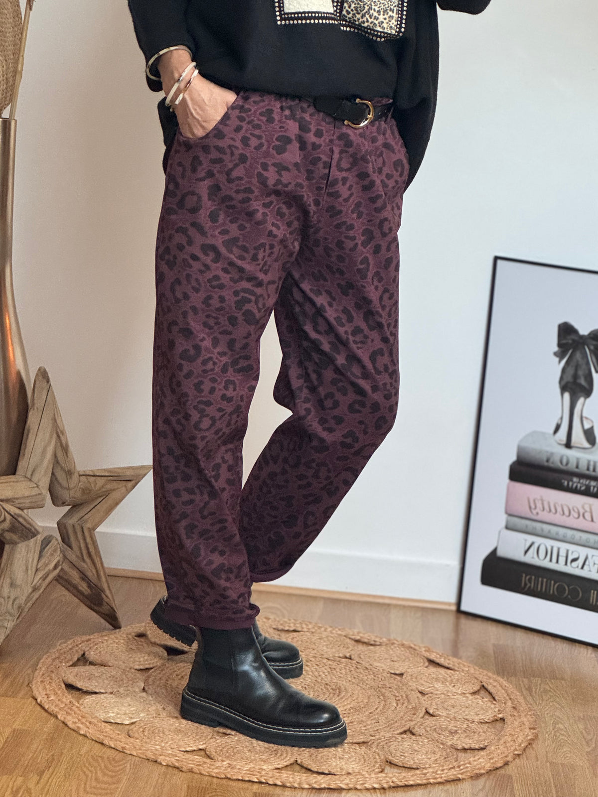 Pantalon Léo lie de vin TU 40/48