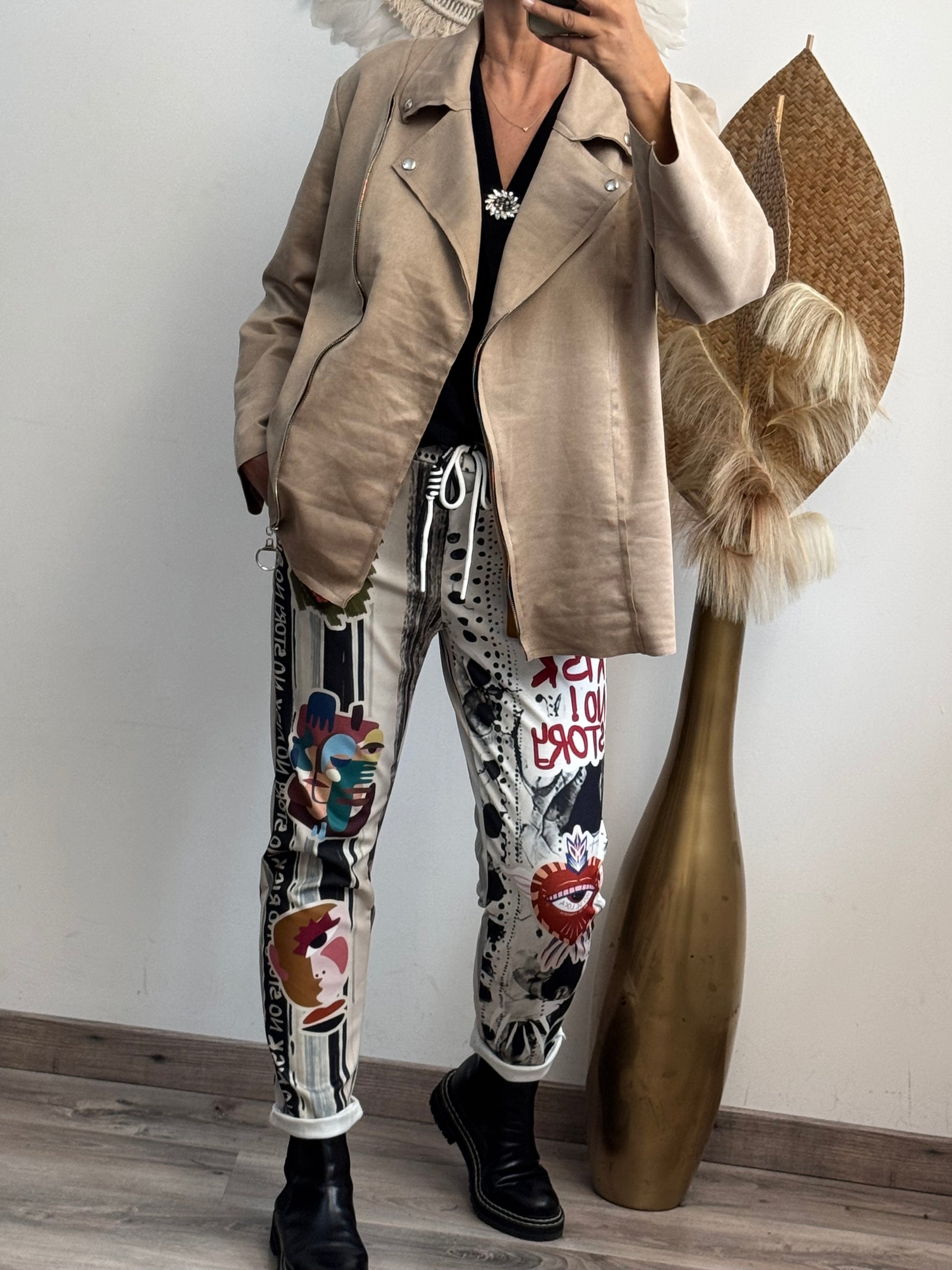 Blouson perfecto suédine beige TU 46/52