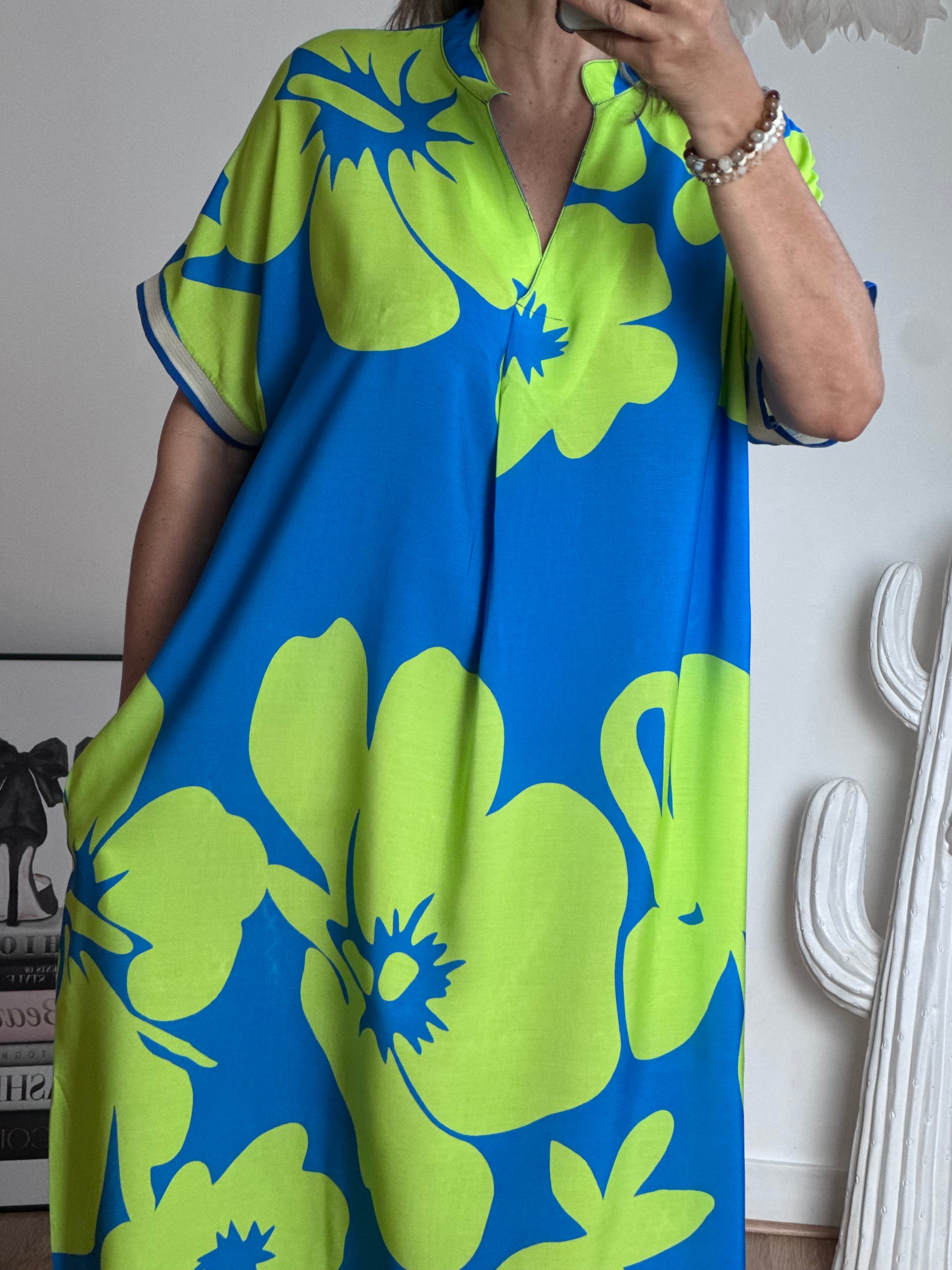 Robe floral bleu/ vert TU 40/48
