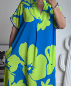 Robe floral bleu/ vert TU 40/48