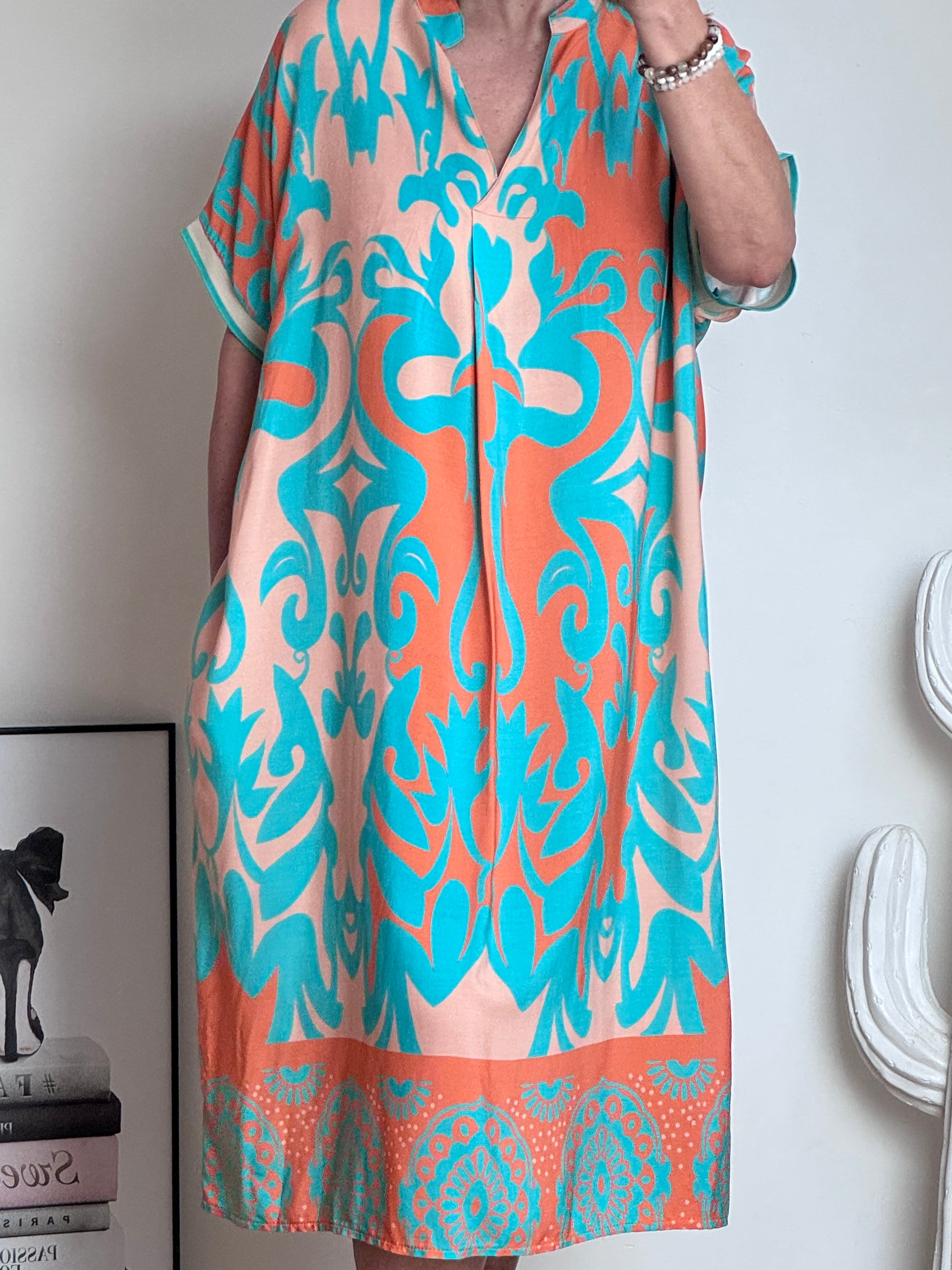 Robe arabesque turquoise /orange TU 40/48