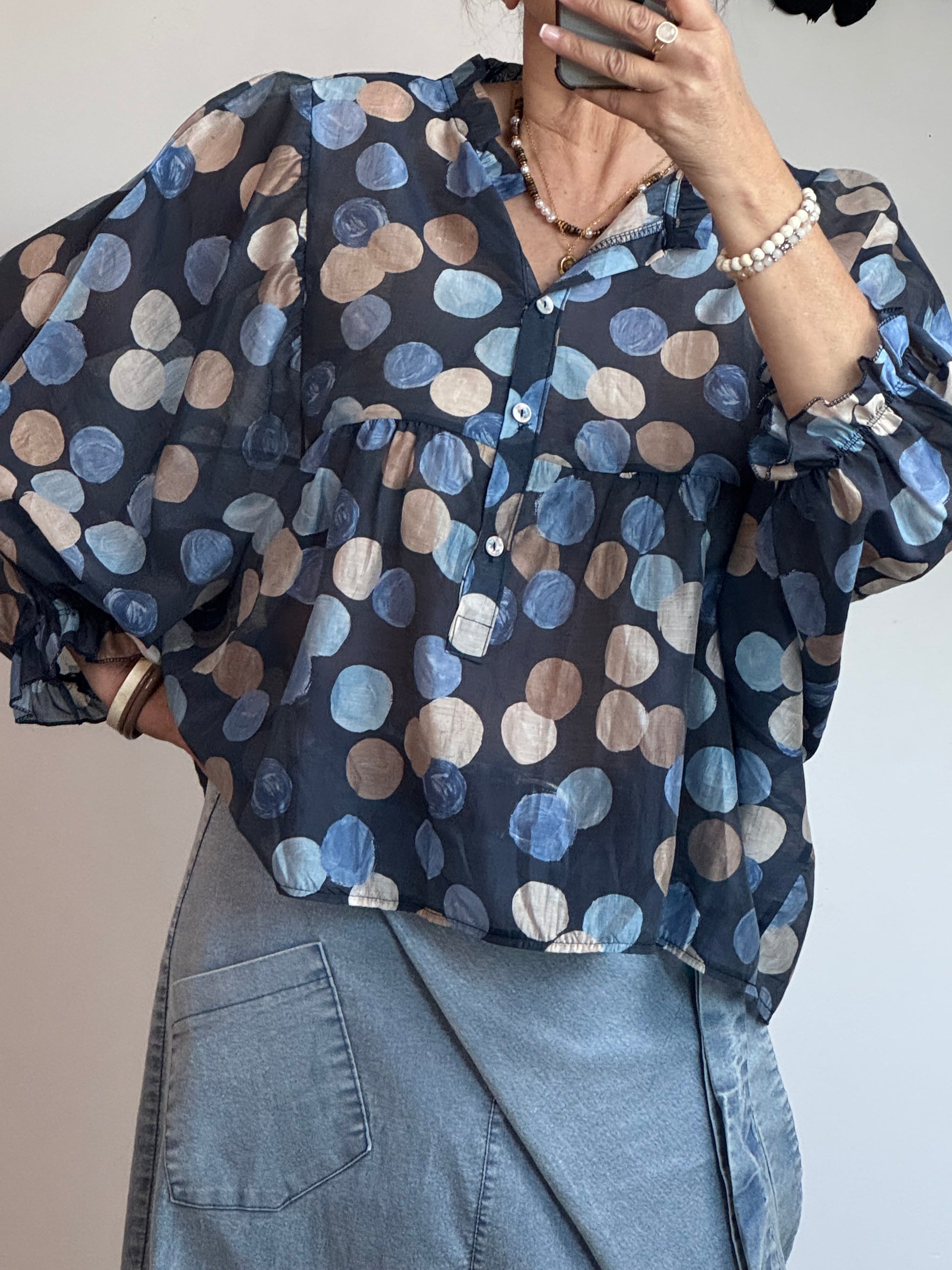 Blouse Louisette en tencel bleu