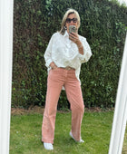 Jean Wide leg bridé rose poudré