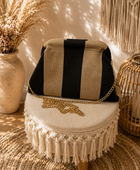 Sac rayé noir et beige