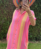 Robe gaze de coton fond Lila