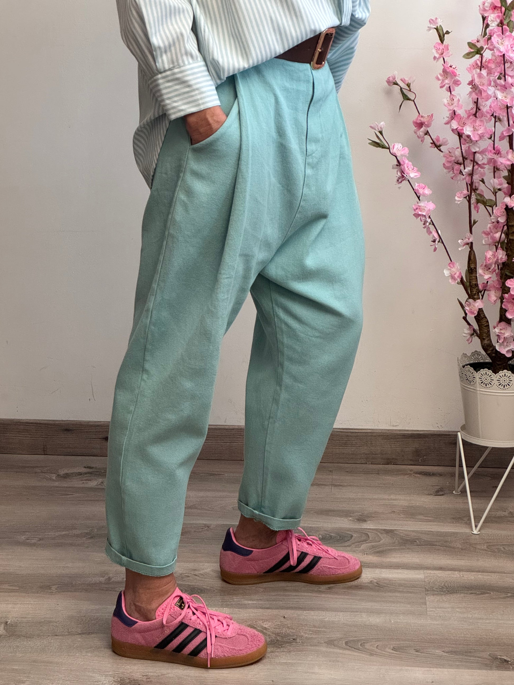 Pantalon saroual vert d’eau